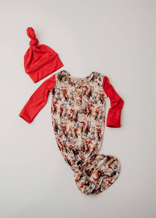 Cowboy Claus Knot Gown & Hat: NB/0-3M
