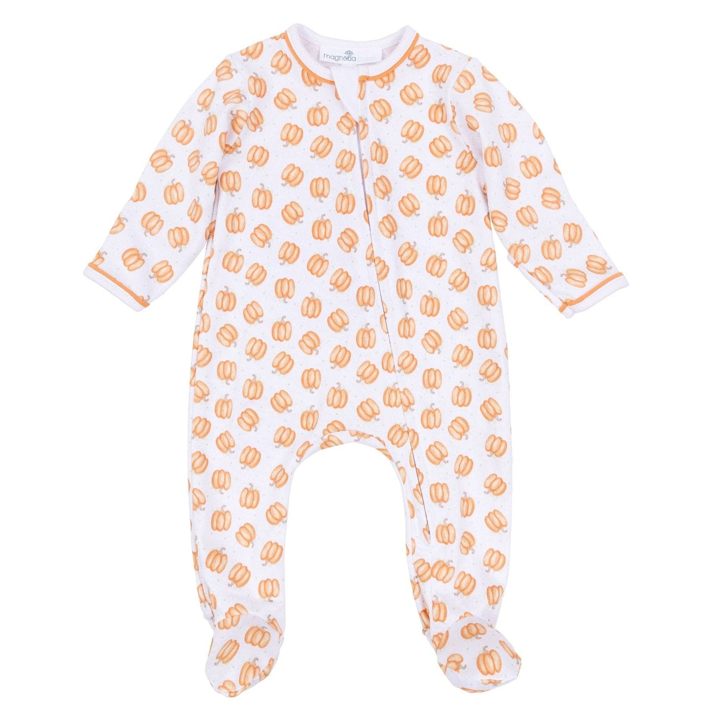 Magnolia Baby Pumpkin Print Zip Footie
