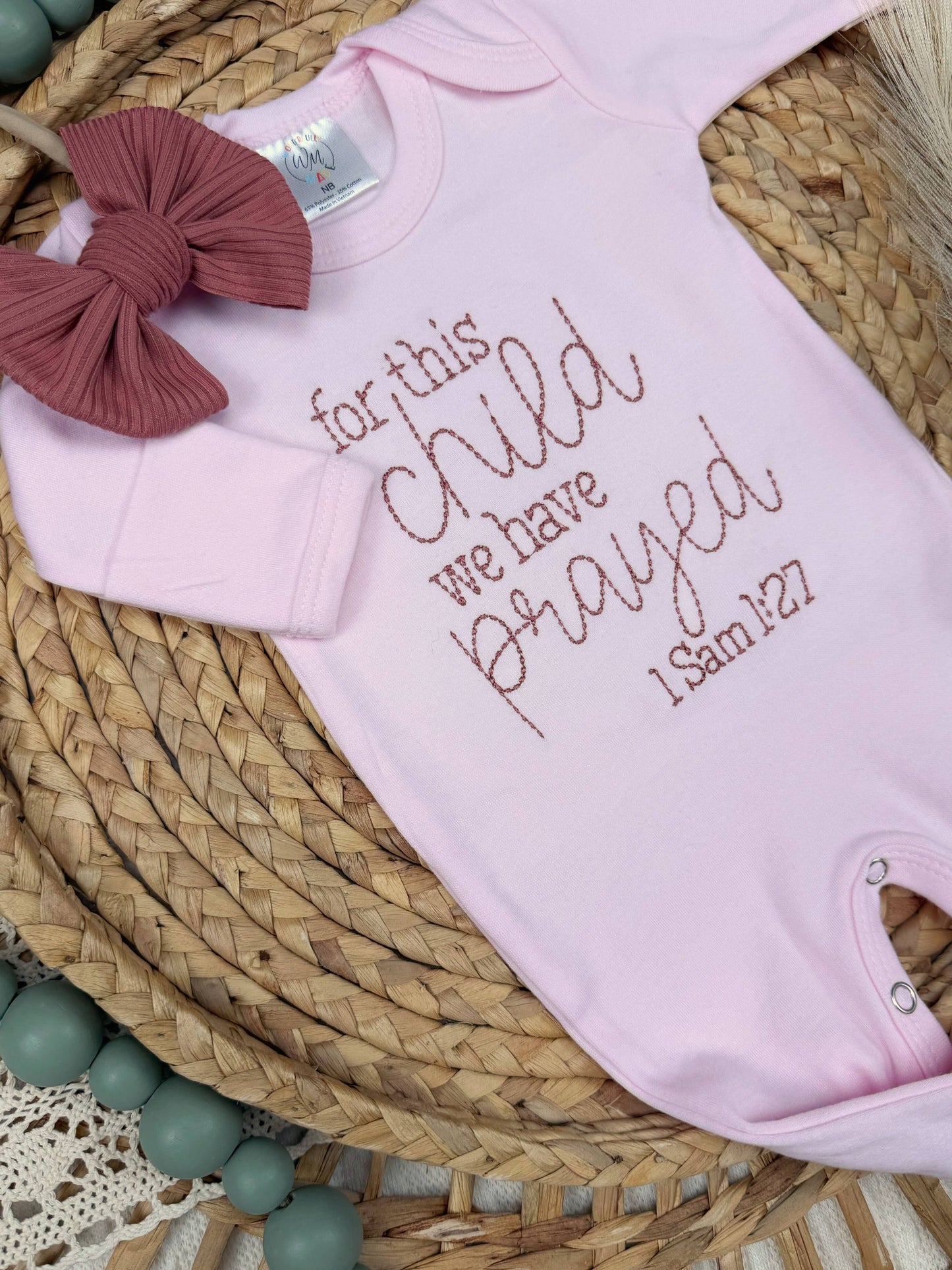 Baby Romper | For This Child We Have Prayed | Pink | Romper Only