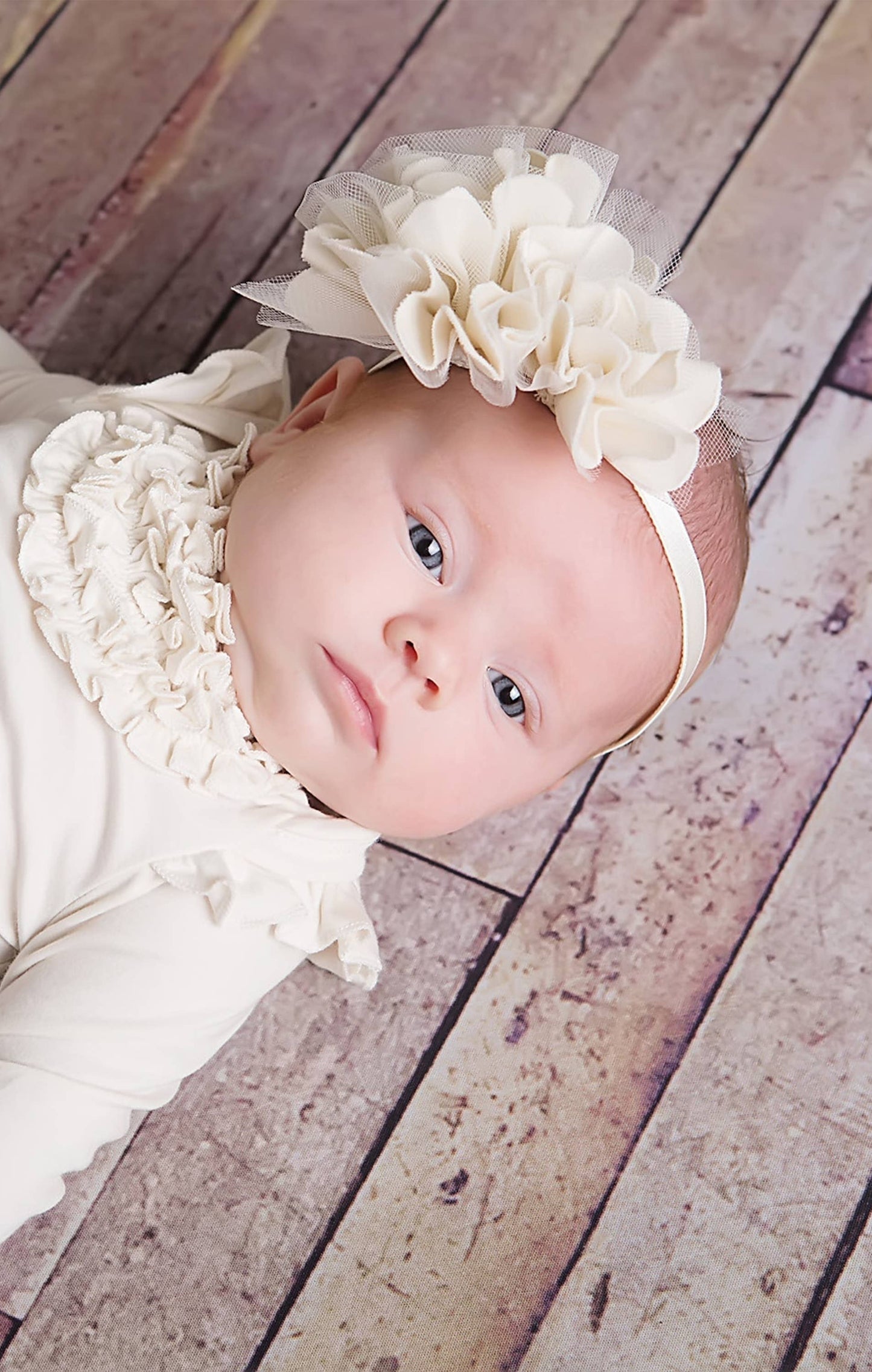 LAYETTE BASIC-EGGNOG Rose Headband: Small