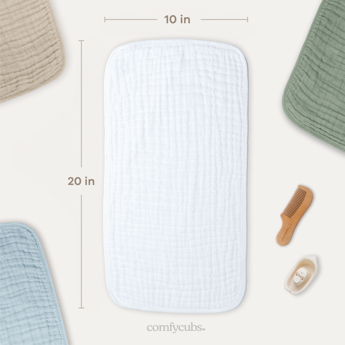 Comfy Cubs Baby Burp Cloths - 100% Muslin Cotton 6-Pack 20”X10”