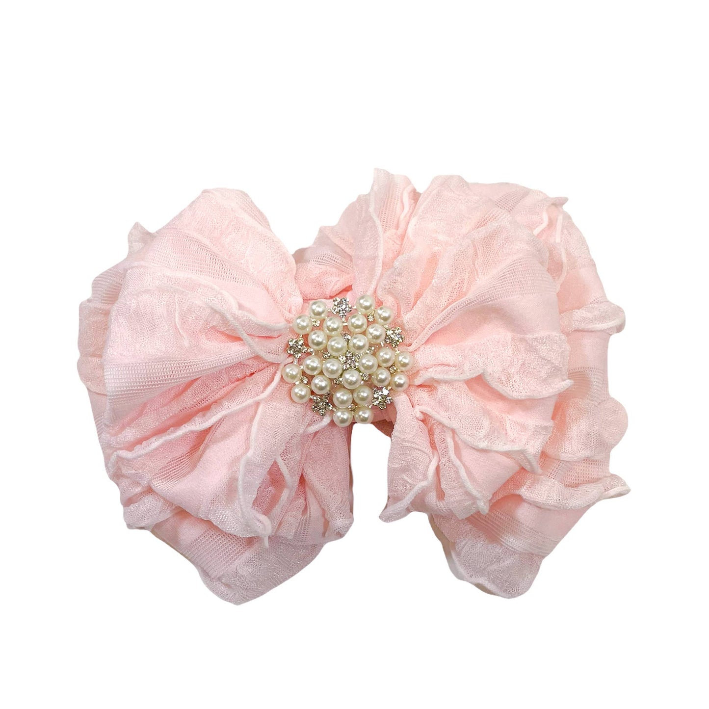 Pearl Ruffled Headband: Sweet Pink