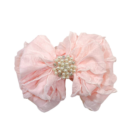 Pearl Ruffled Headband: Sweet Pink