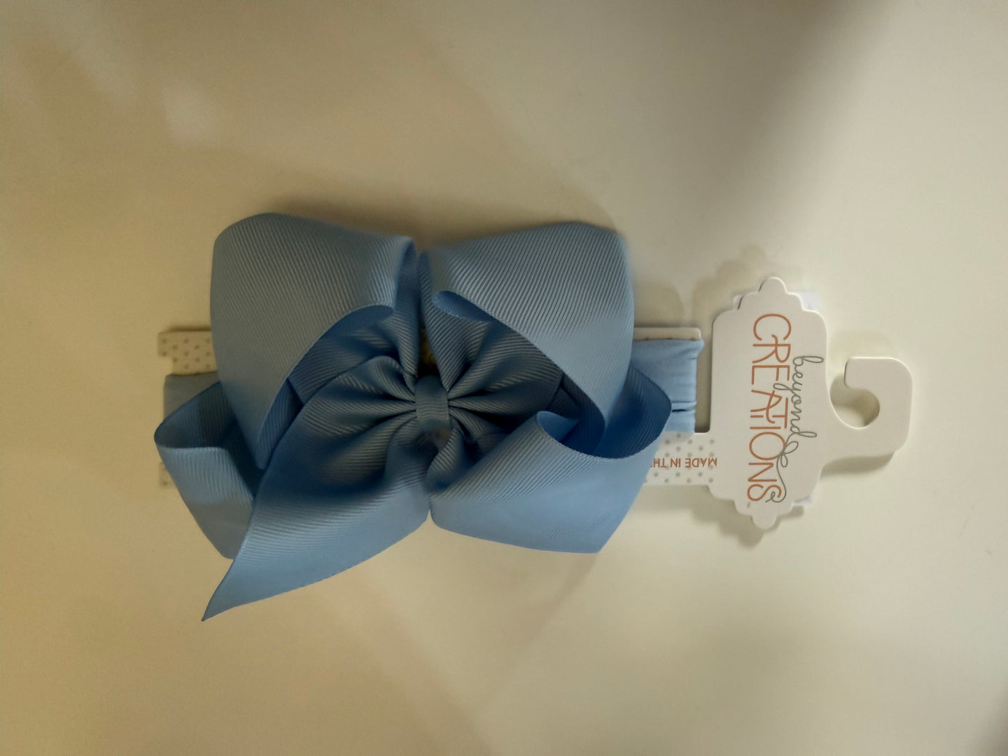 Beyond Creations Millenium Blue Bow With Pantyhose Headband: Size 1 (3 months & up)