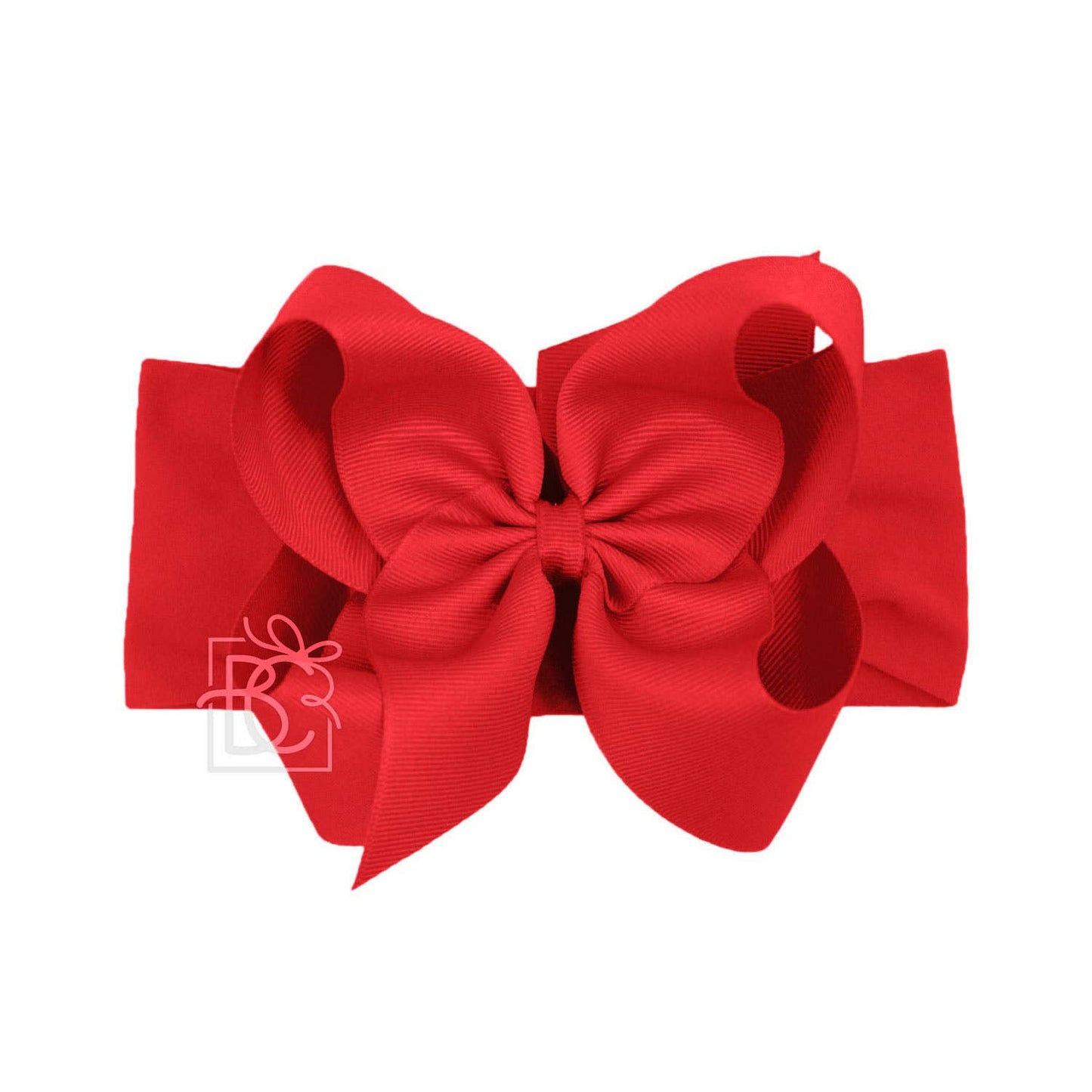 WIDE PANTYHOSE HEADBAND W/CLASSIC GROSGRAIN BOW: RED / 0-3 Months / 5.5" Huge