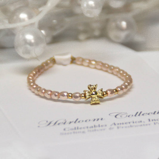 Blush Pink Baby Fancy Cross 5" Bracelet  CJ-437