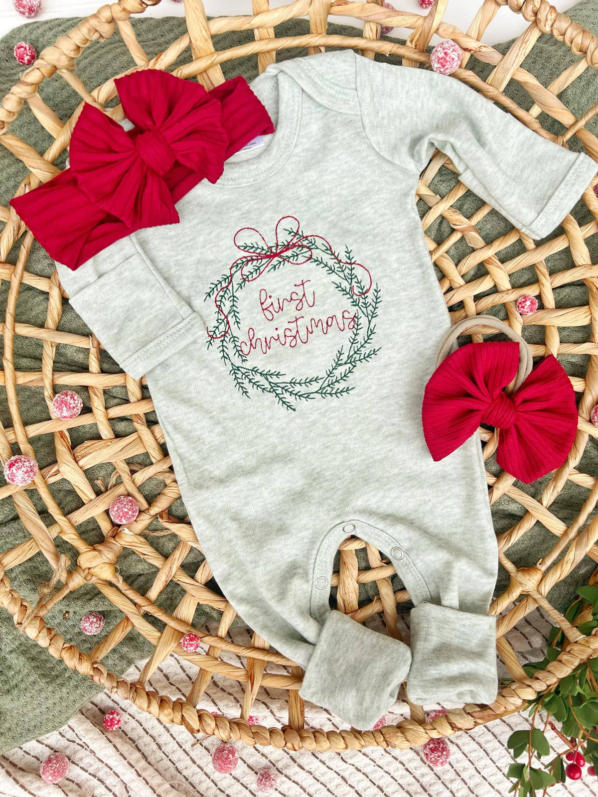 First Christmas Wreath Outfit