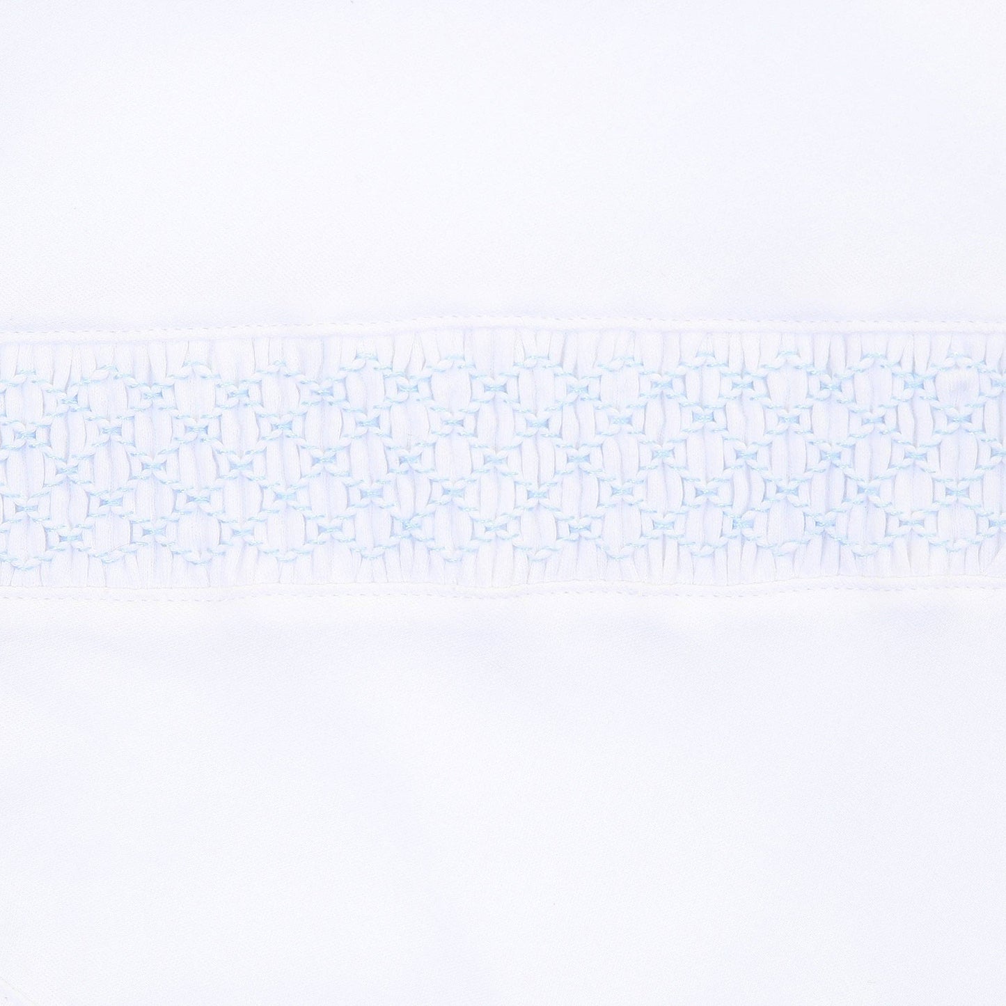 Magnolia Baby Solid Essentials White Blue Smocked Blanket
