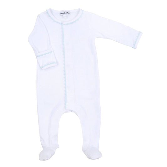 Magnolia Baby Joy Footie with Blue Crochet Trima