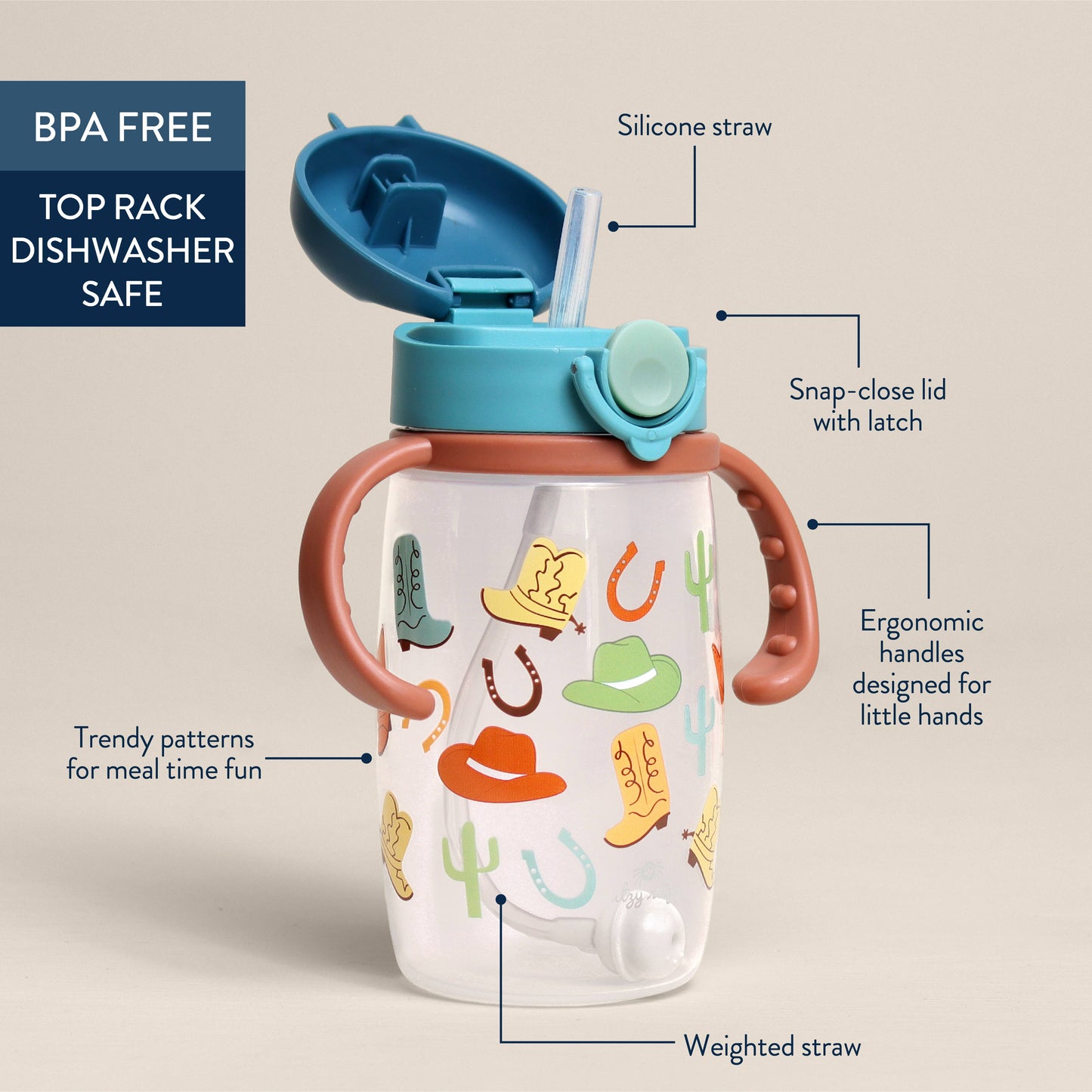 *NEW* Itzy Sips™ - Straw Cup With Snap-Close Lid: Giddy Up!