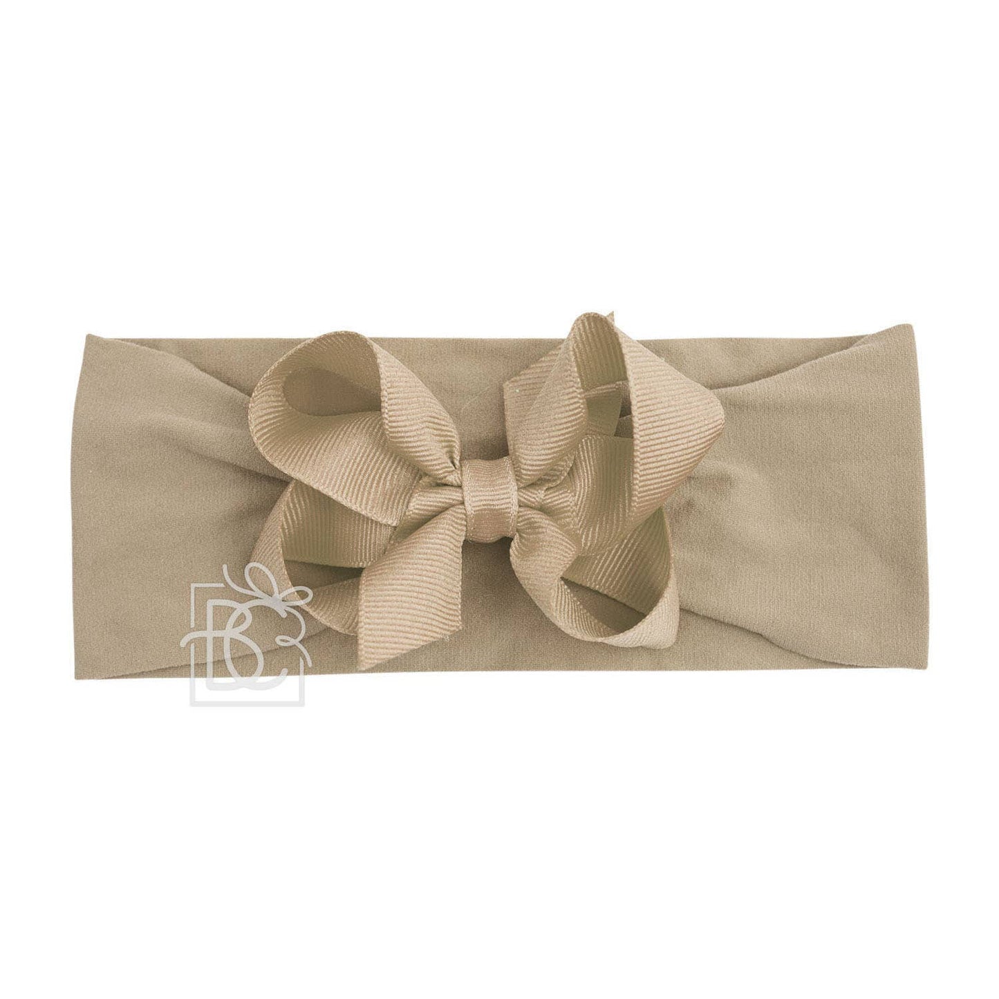 WIDE PANTYHOSE HEADBAND W/CLASSIC GROSGRAIN BOW: ANTIQUE WHITE / 0-3 Months / 5.5" Huge