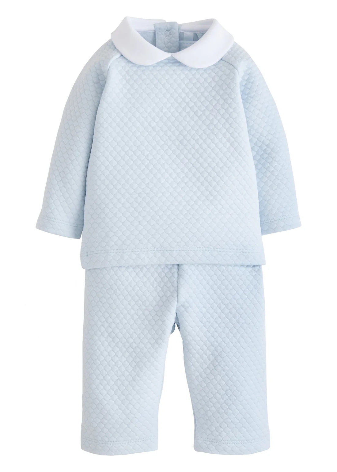 Little English Quilted Pant Set - Light Blue