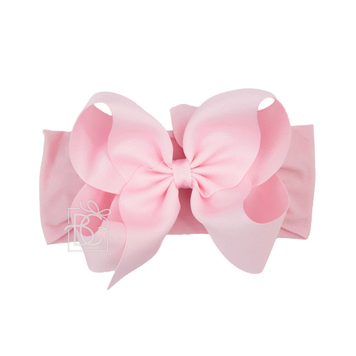 WIDE PANTYHOSE HEADBAND W/CLASSIC GROSGRAIN BOW: LIGHT PINK / 0-3 Months / 5.5" Huge