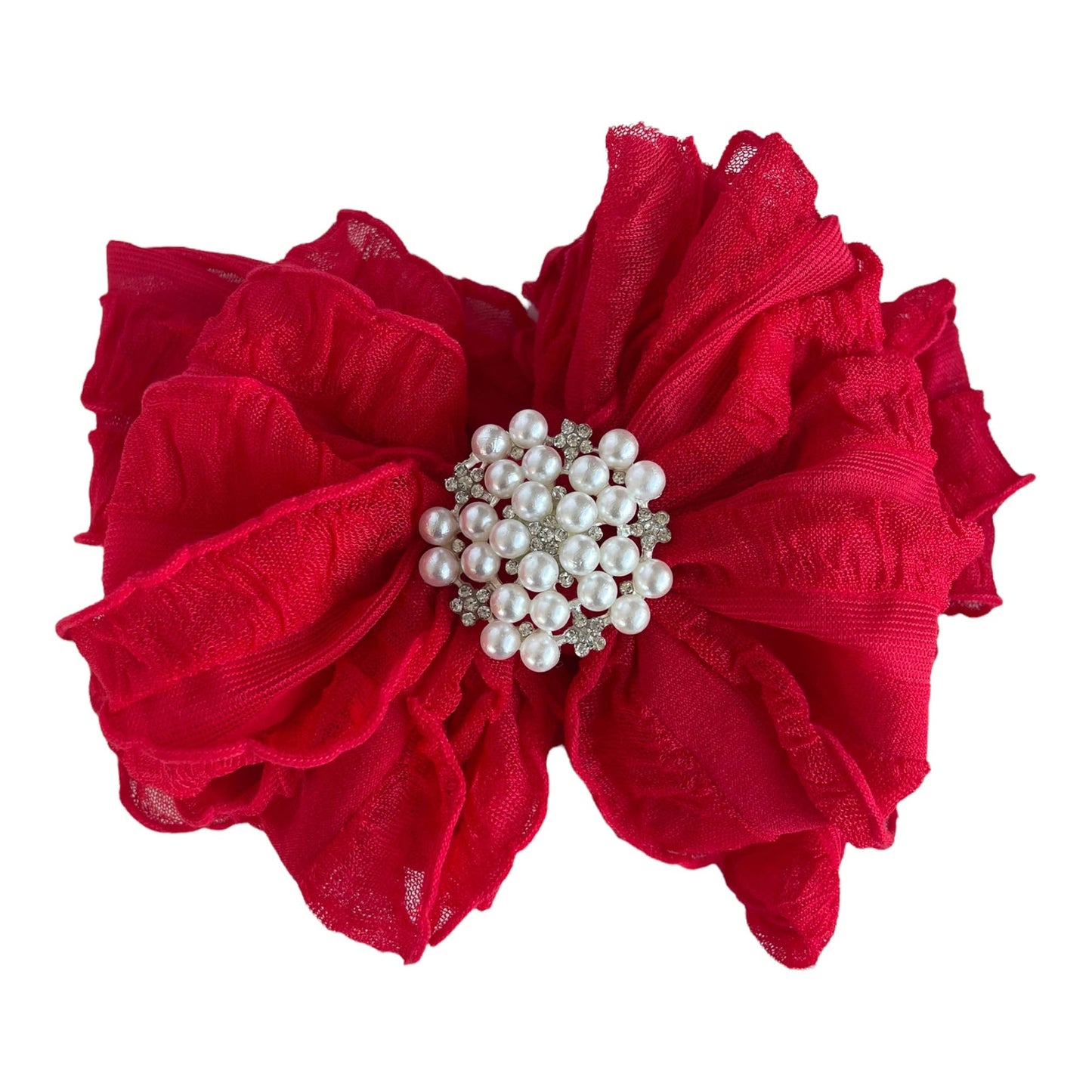 Pearl Ruffled Headband: Sweet Pink