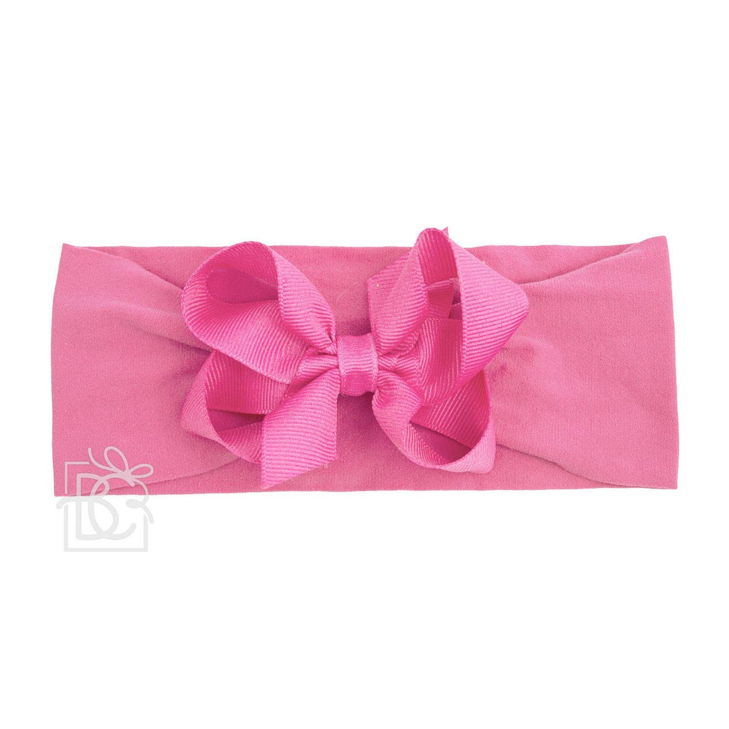WIDE PANTYHOSE HEADBAND W/CLASSIC GROSGRAIN BOW: LIGHT PINK / 0-3 Months / 5.5" Huge