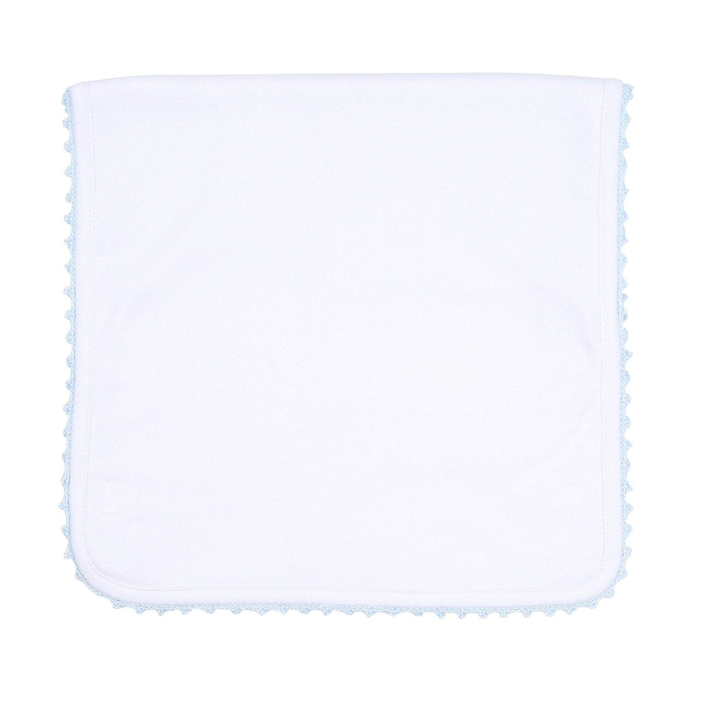 Magnolia Baby Joy Burp Cloth with Blue Crochet Trim