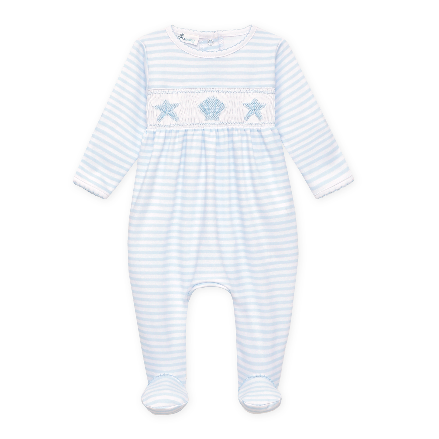 Magnolia Baby Coastal Treasures Smocked Footie - Light Blue