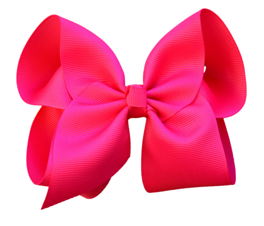 5 inch ( 2 inch Ribbon Width) Solid Grosgrain Bow: Shocking Pink / 5 Inch