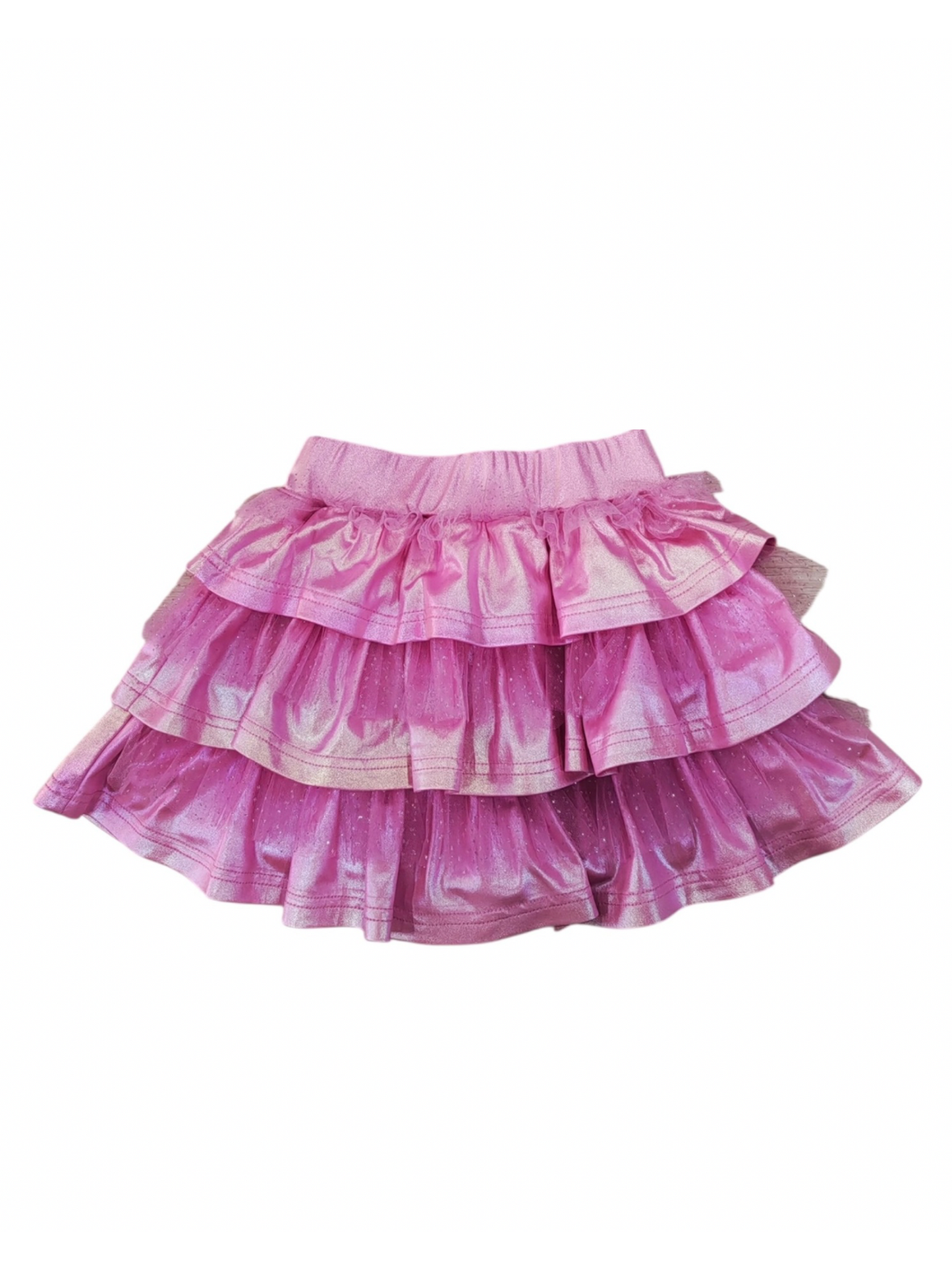 Pink Metallic and Tulle Layered Skort: 4T