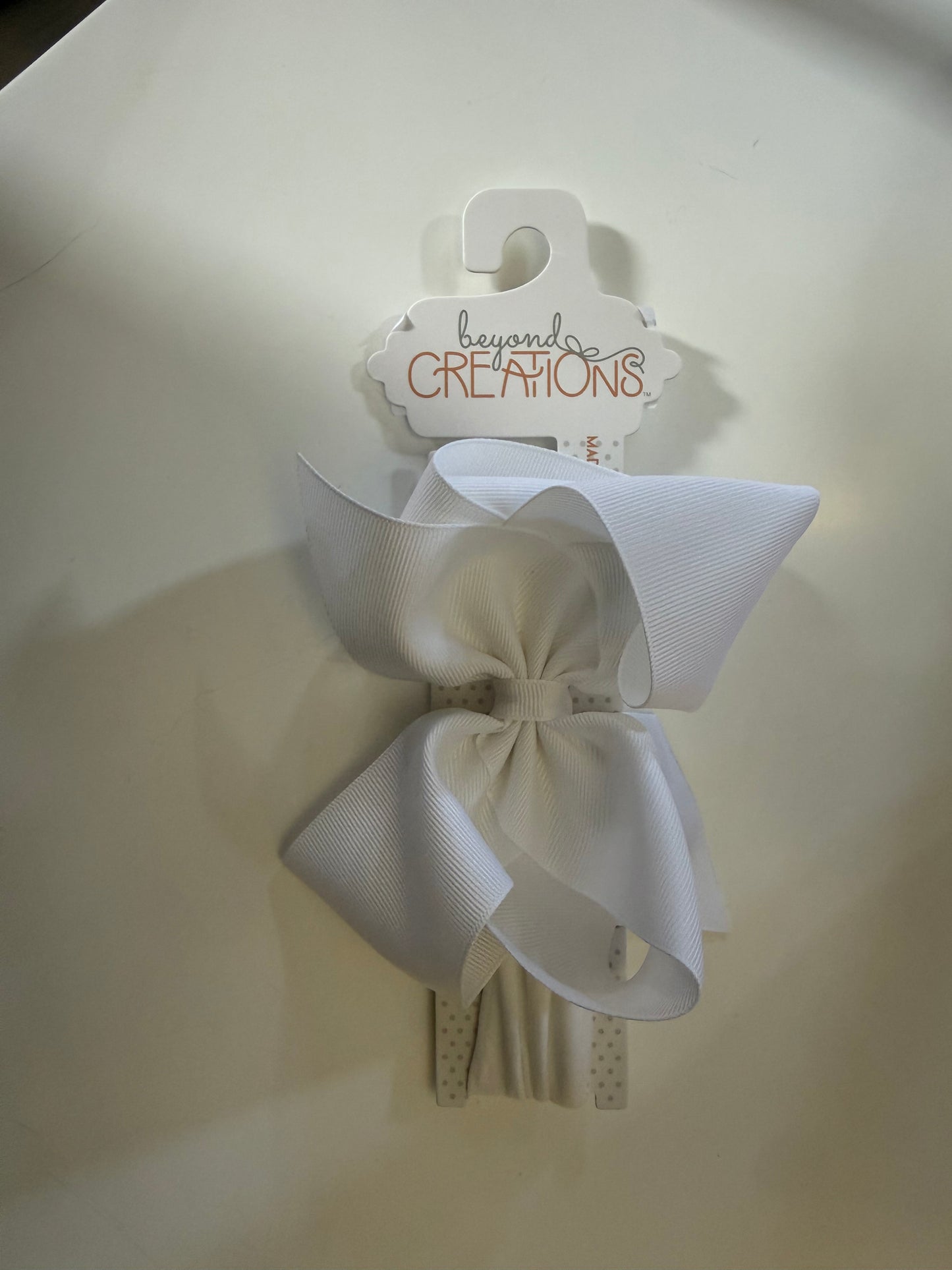 Beyond Creations White Bow With Pantyhose Headband: Size 1 (3 months & up)