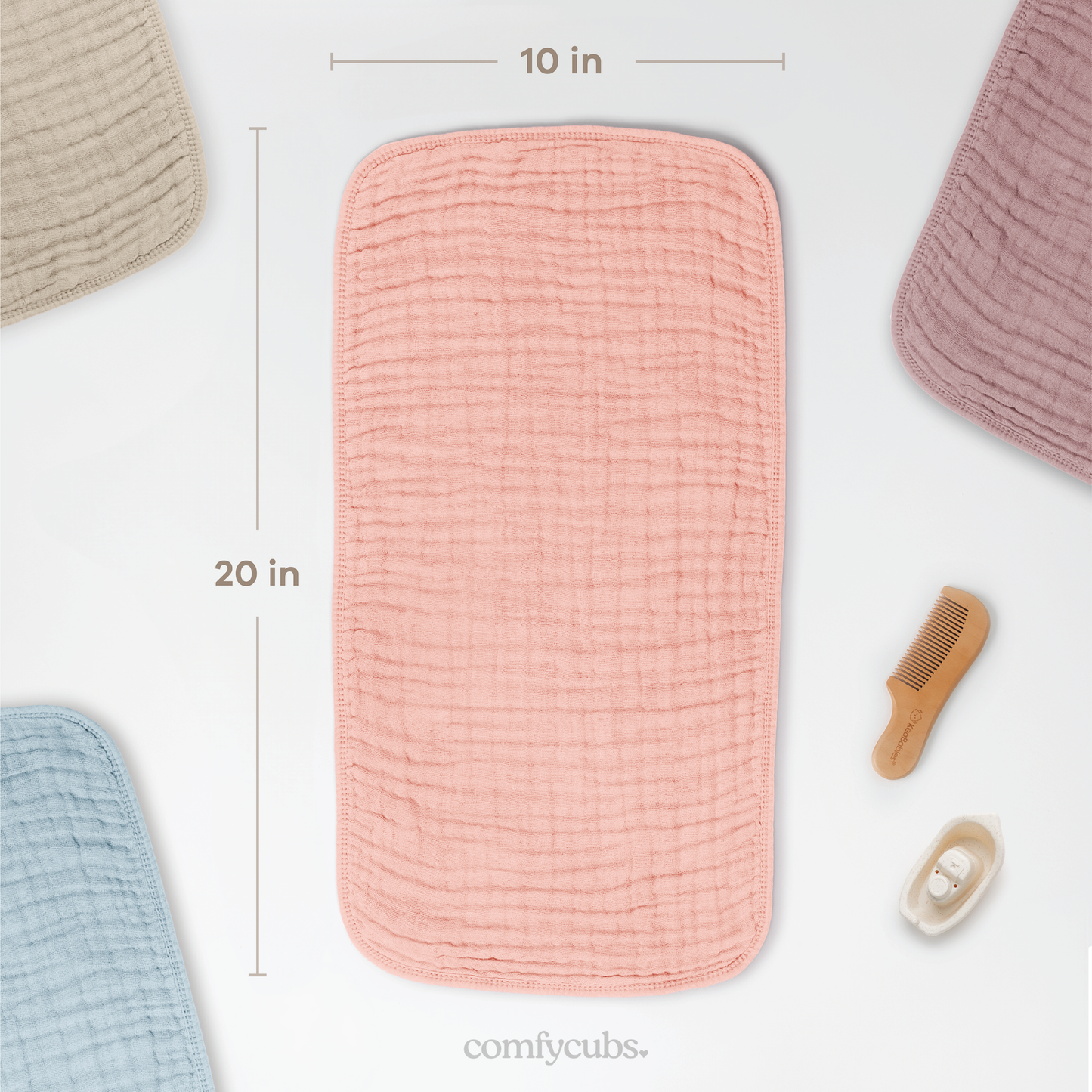 Comfy Cubs Baby Burp Cloths - 100% Muslin Cotton 6-Pack 20”X10”