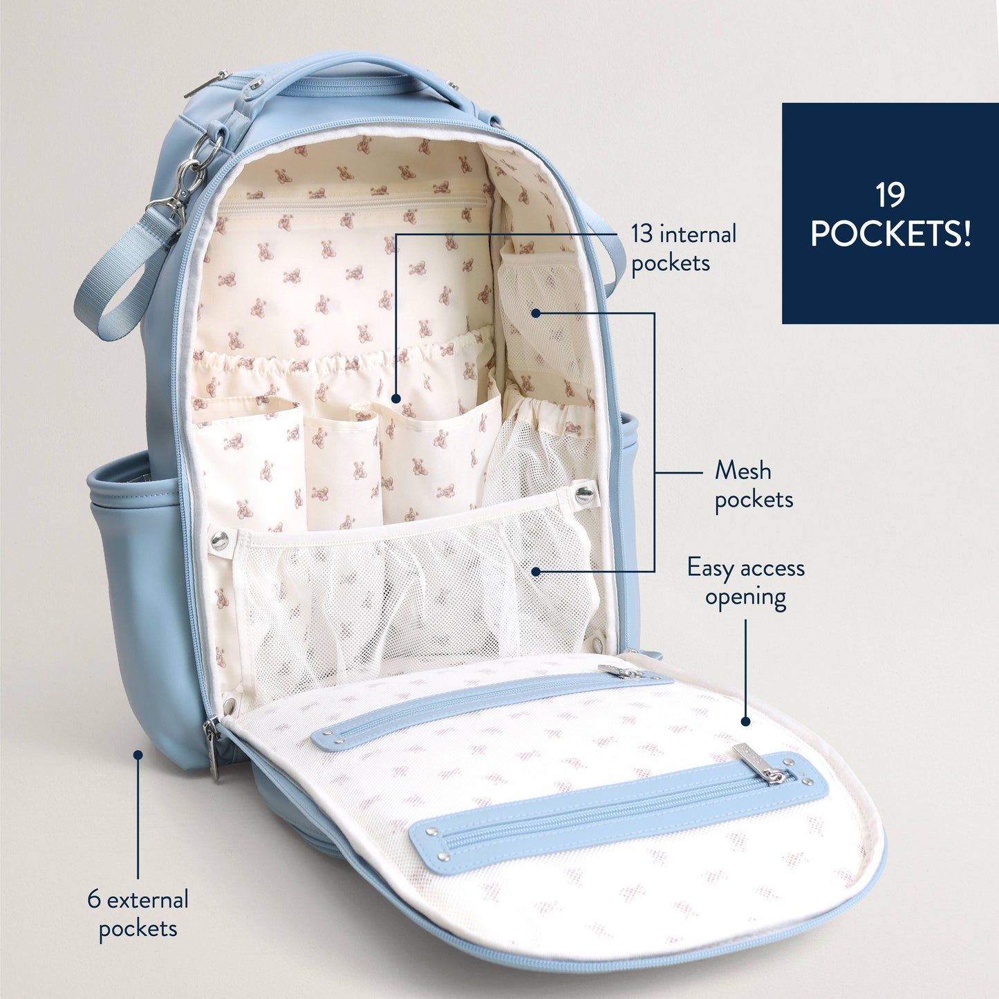 Itzy Ritzy Teddy Blue Boss Plus™ Backpack Diaper Bag