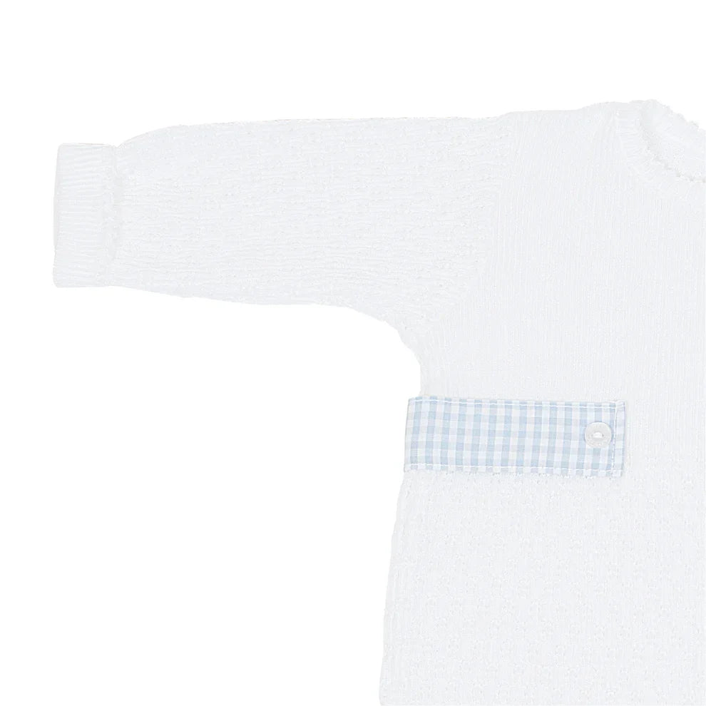 Paty Romper with Blue Gingham Tabs