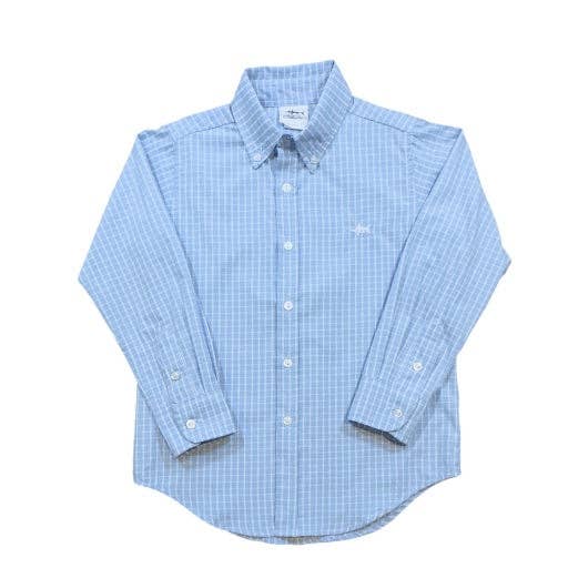 Saltwater Boys Co. Carter Oxford Shirt: Light Blue Seersucker