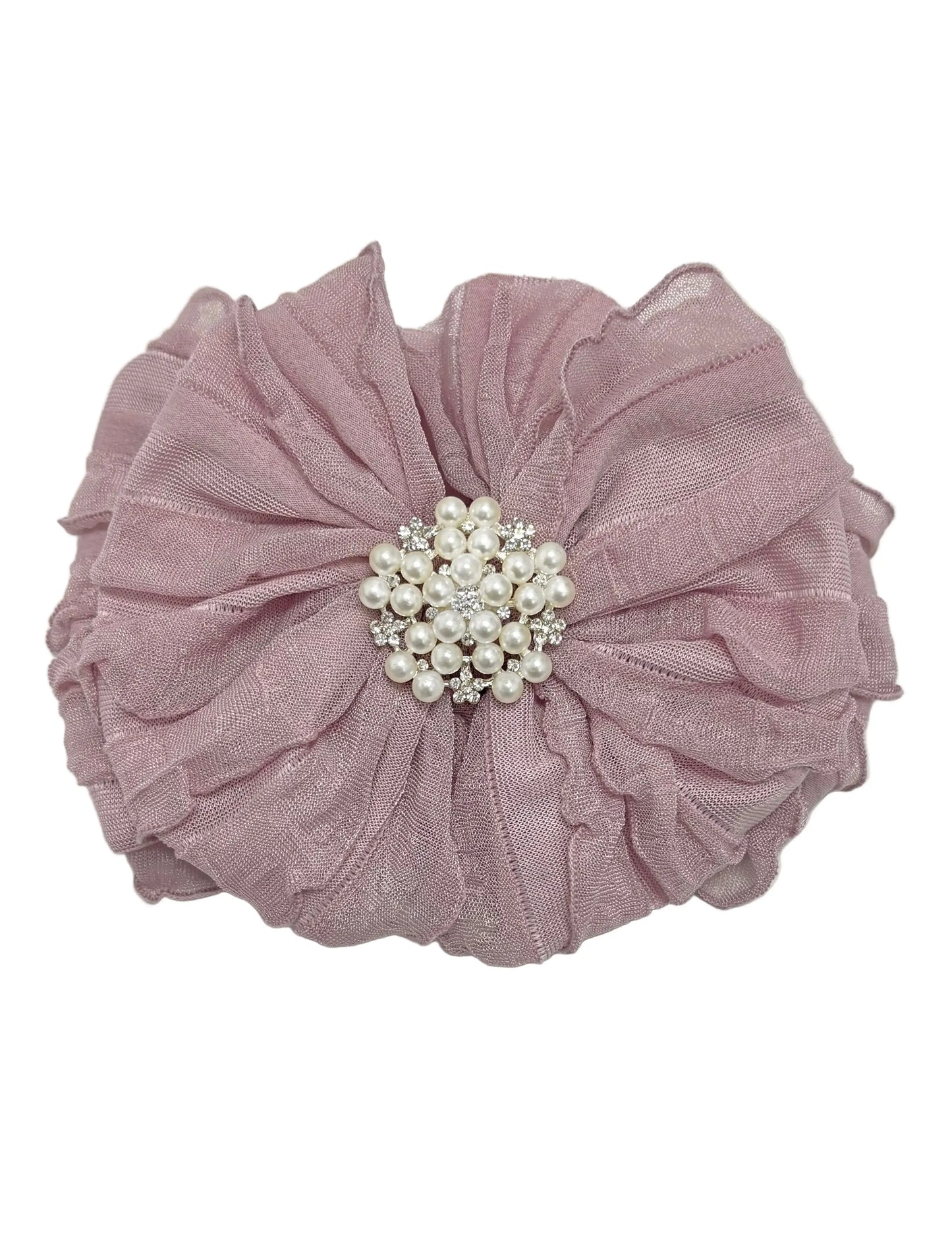 Pearl Ruffled Headband: White