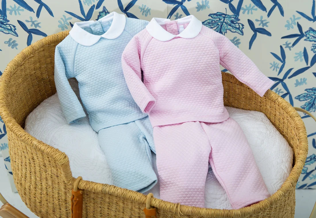 Little English Quilted Pant Set - Light Pink
