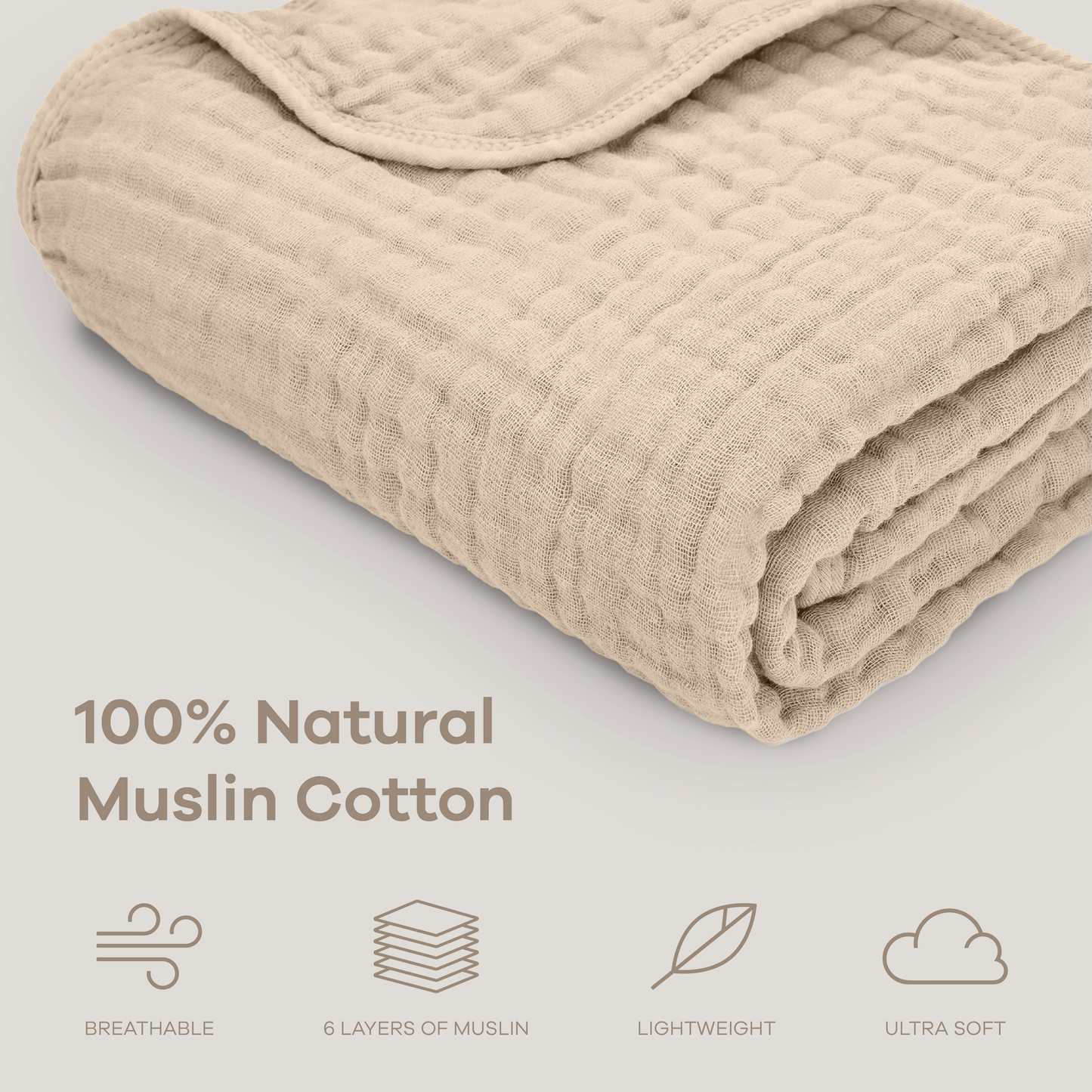 Comfy Cubs Muslin Baby Blanket, 40" x 40" Swaddle Blanket