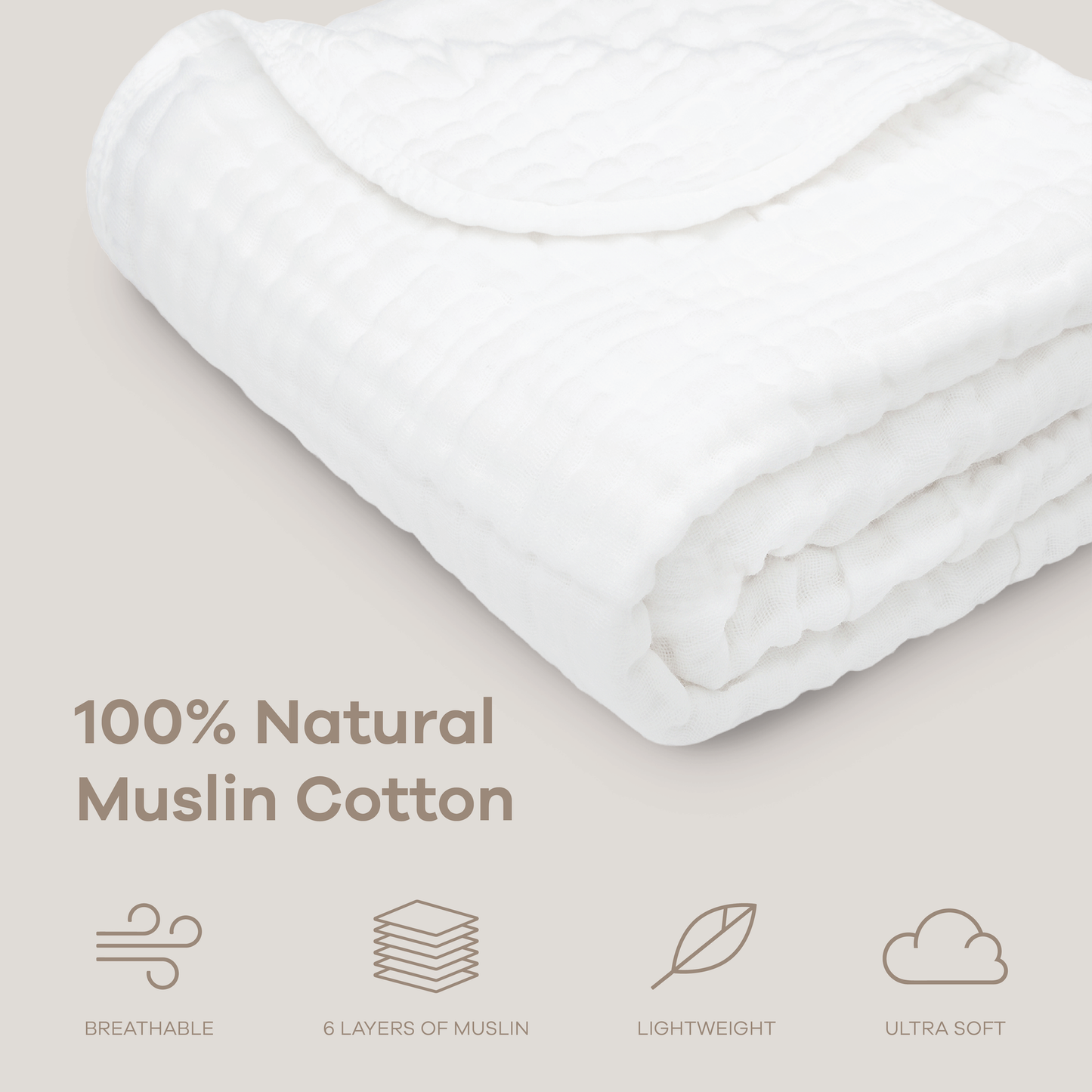 Comfy Cubs Muslin Baby Blanket, 40" x 40" Swaddle Blanket
