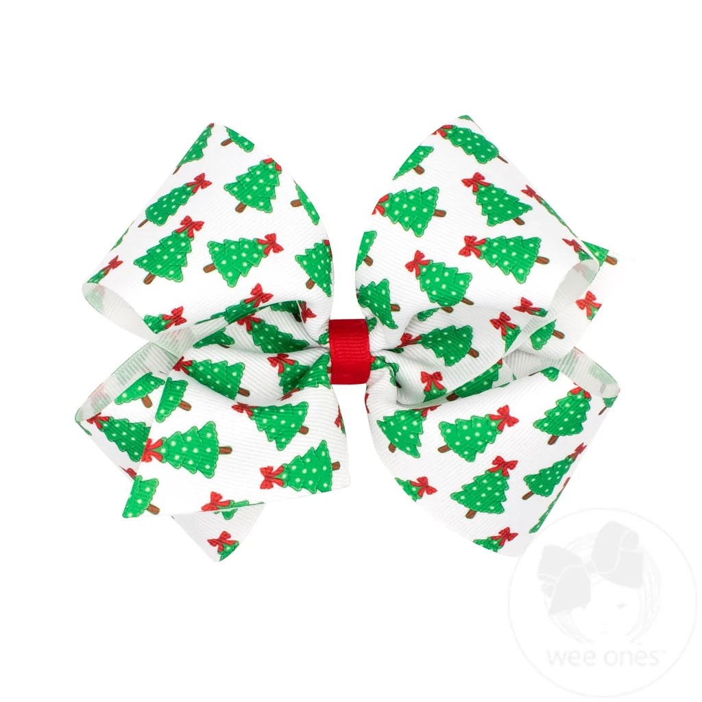 Wee Ones King Christmas Tree Print Hair Bow