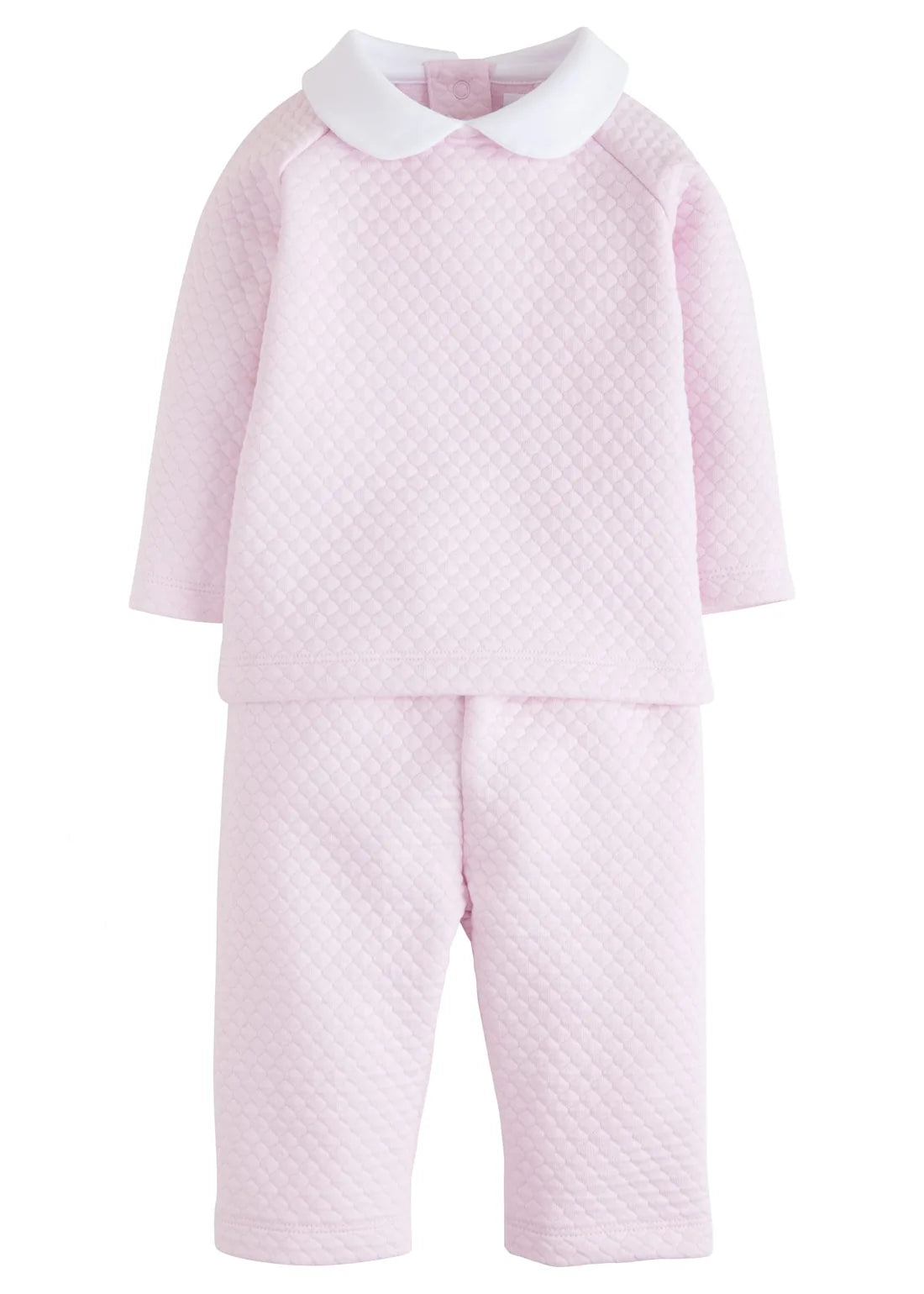 Little English Quilted Pant Set - Light Pink