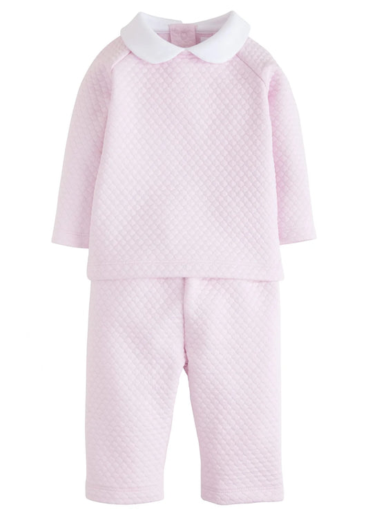Little English Quilted Pant Set - Light Pink