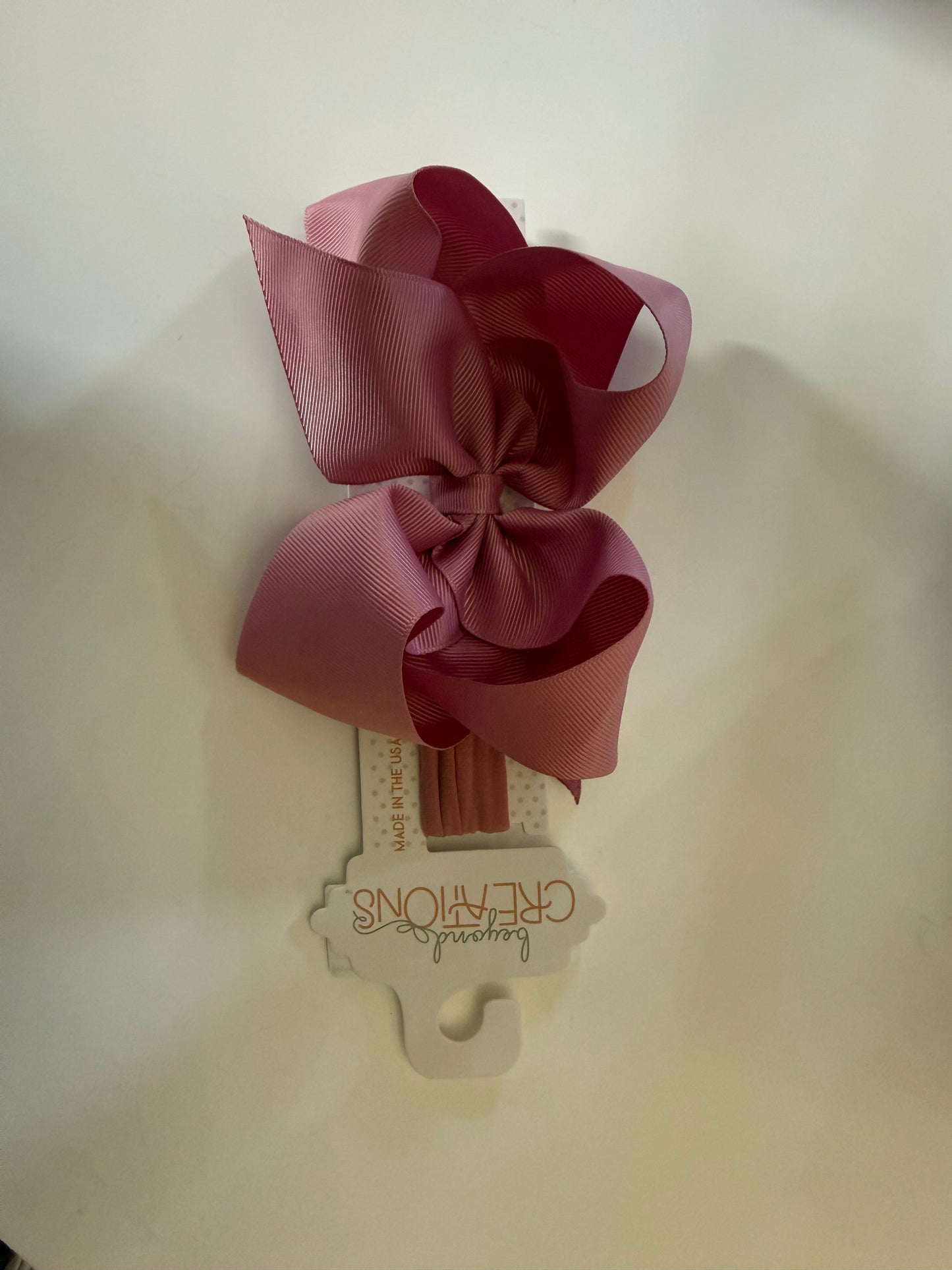 Beyond Creations Mauve Bow With Pantyhose Headband: Size 1 (3 months & up)