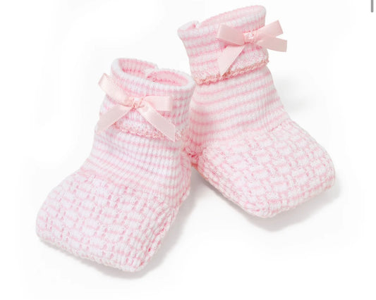 Paty Knit Solid Color Booties - Pink