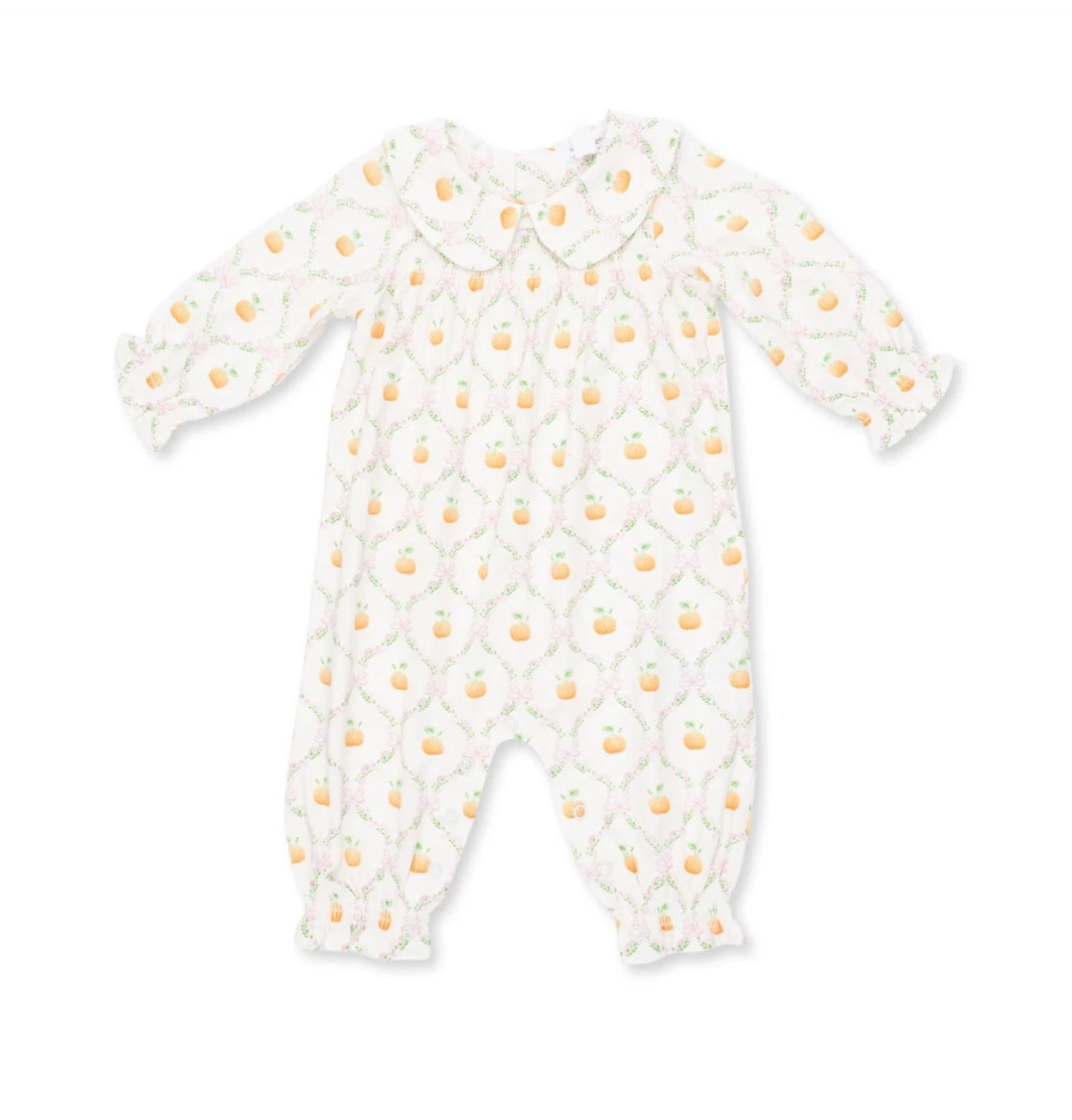 Angel Dear Pretty Pumpkin Trellis Long Sleeved Romper