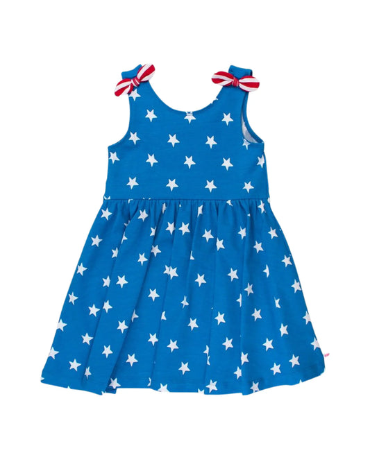 Stars & Stripes Tie Shoulder Twirl Dress