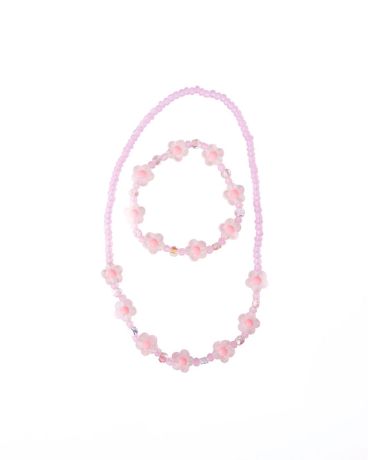 Great Pretenders Pink Crystal Blooms Necklace & Bracelet Set