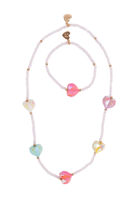 Great Pretenders Heart Geode Necklace & Bracelet Set