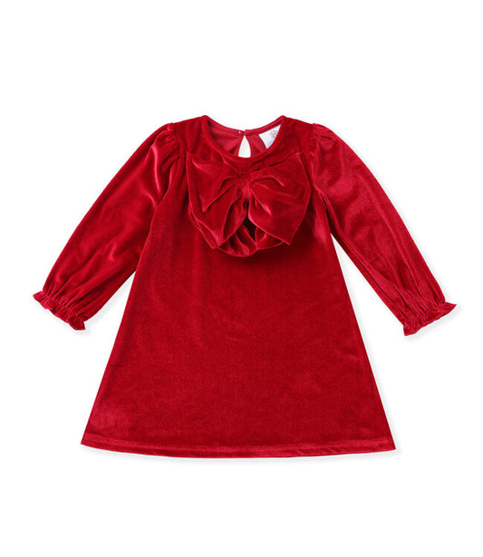 Swoon Kids Clothing Red Velvet Bow Dress