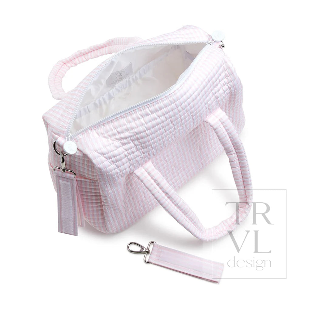 TRVL Design Quilted Stroller Bag- PIMLICO STRIPE PINK