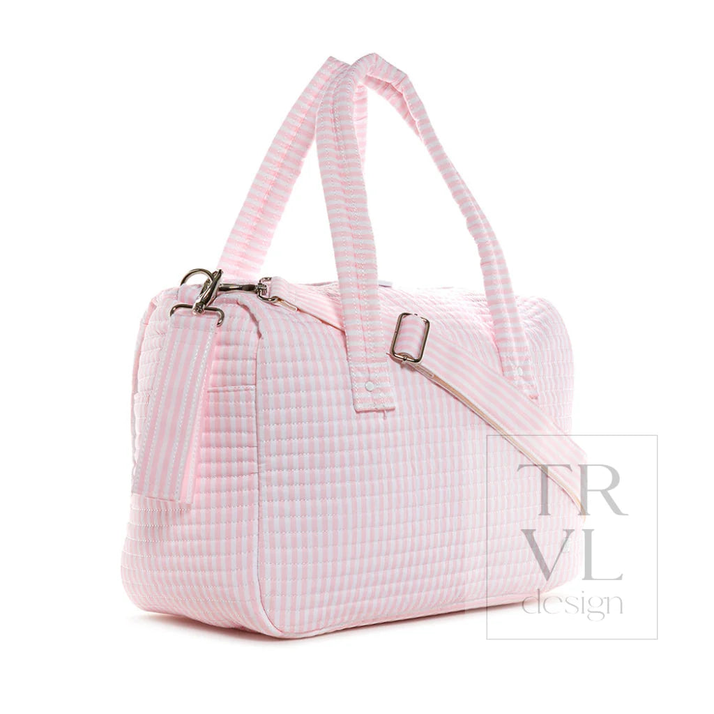 TRVL Design Quilted Stroller Bag- PIMLICO STRIPE PINK