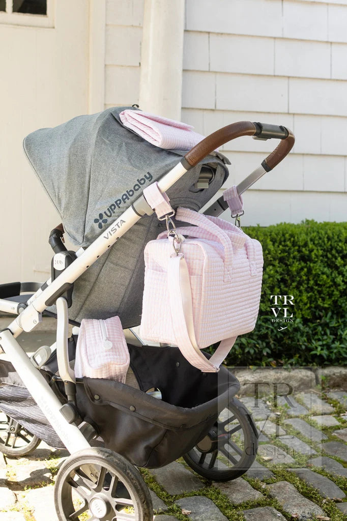 TRVL Design Quilted Stroller Bag- PIMLICO STRIPE PINK