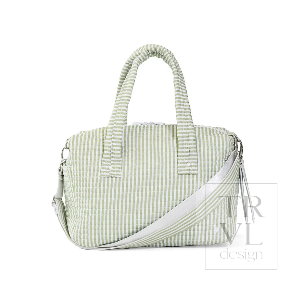 TRVL Design Quilted Stroller Bag- PIMLICO STRIPE SAGE