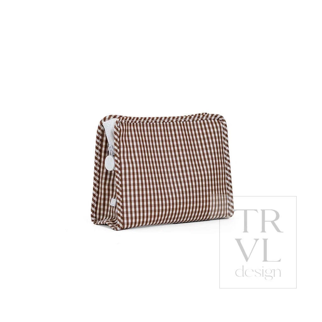 TRVL Design ROADIE MEDIUM ZIP POUCH - GINGHAM COCO