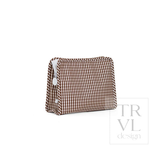TRVL Design ROADIE MEDIUM ZIP POUCH - GINGHAM COCO
