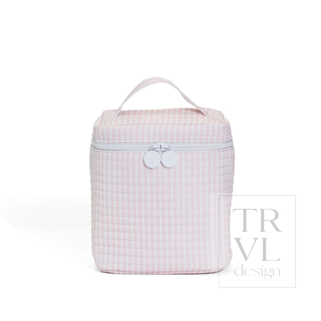 TRVL Design Quilted Go Go Insulated Lunch Bag- PIMLICO STRIPE PINK