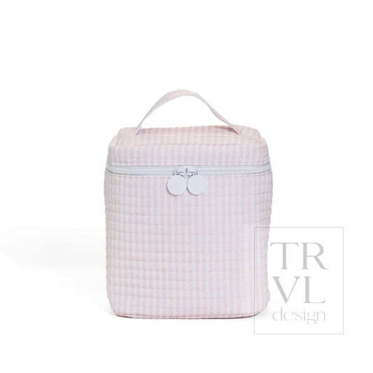 TRVL Design Quilted Go Go Insulated Lunch Bag- PIMLICO STRIPE PINK